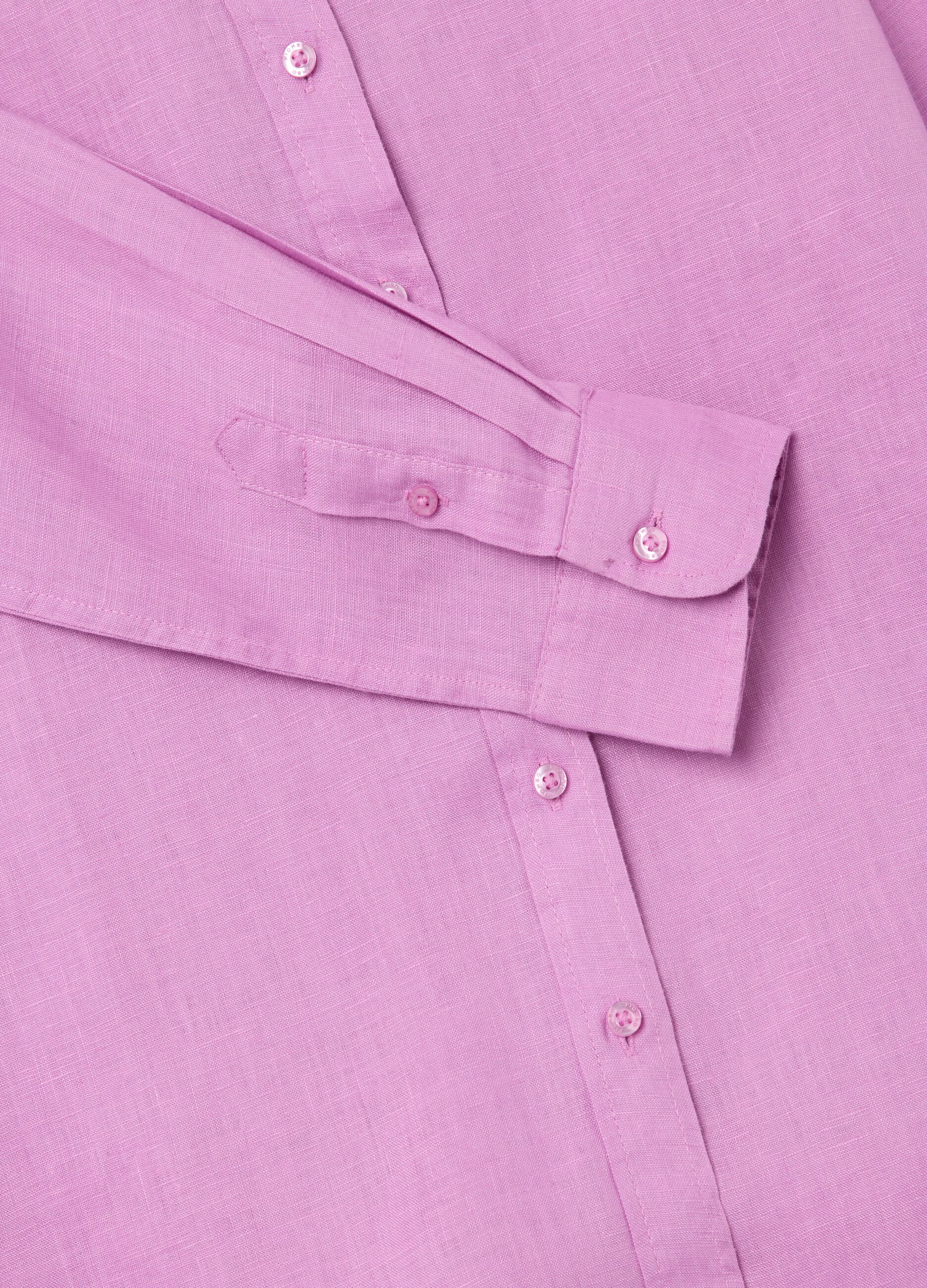Regular-fit shirt in pink linen