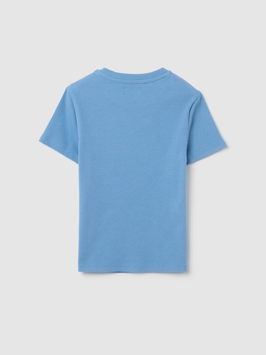 Girls’ light blue fitted T-shirt in stretch cotton_4