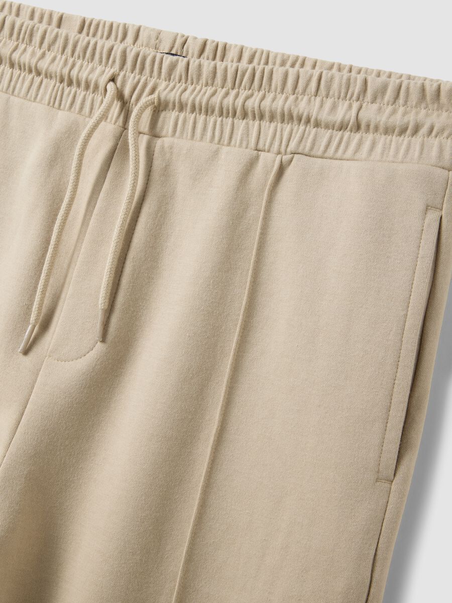 Shorts in misto cotone beige regular fit con coulisse_5