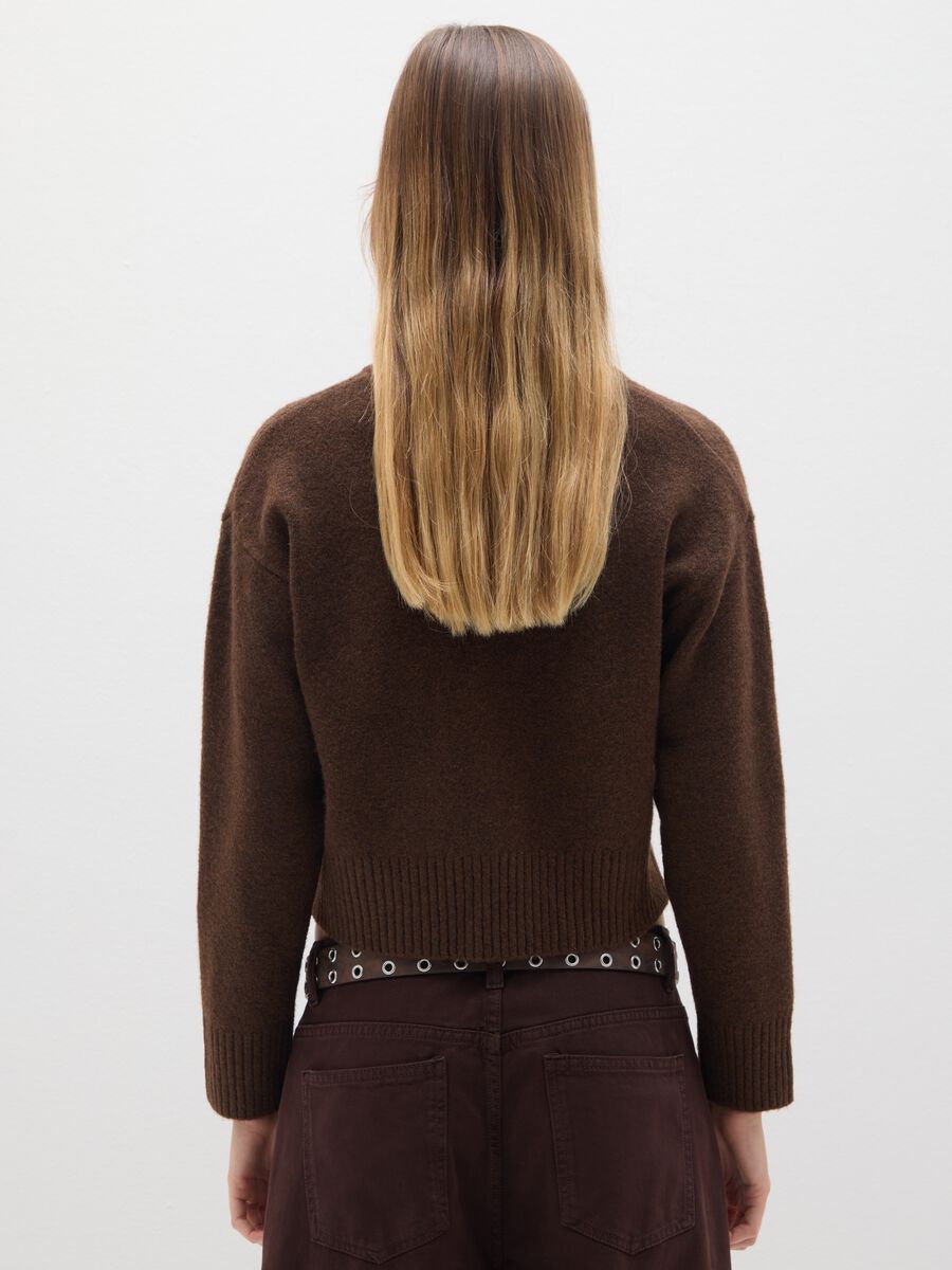 Cardigan marrone in misto fibre_2