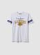 Boys' pure cotton relaxed fit white T-shirt with Lakers prints_0