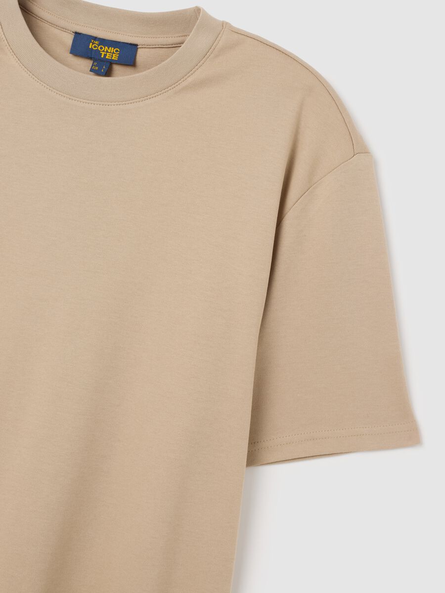 Beige Pure Cotton Relaxed Fit T-Shirt_1
