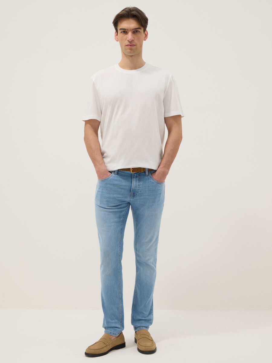 Jeans in cotone elasticizzato azzurro skinny fit_0