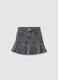 Grey elasticated denim skirt for girls with regular fit_0