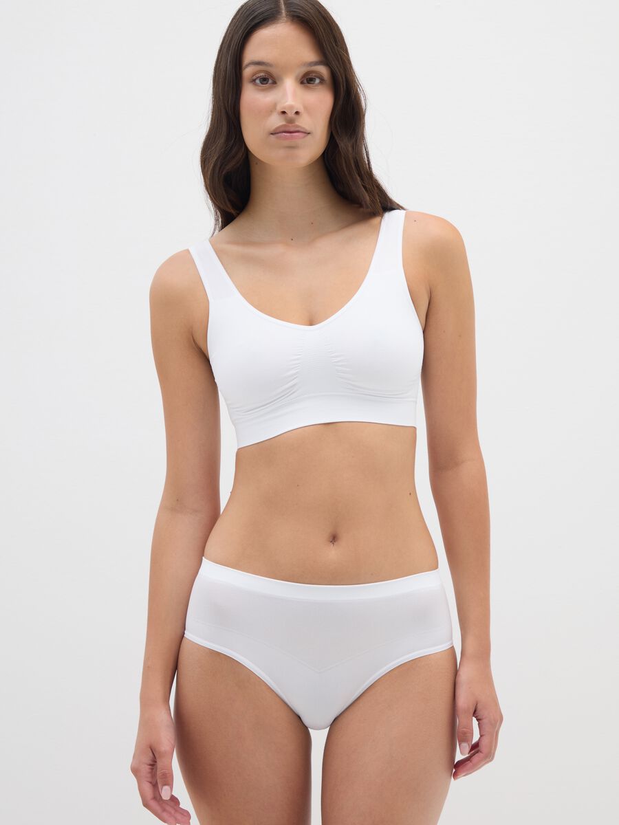 Slip elasticizzato bianco senza cuciture regular fit_0