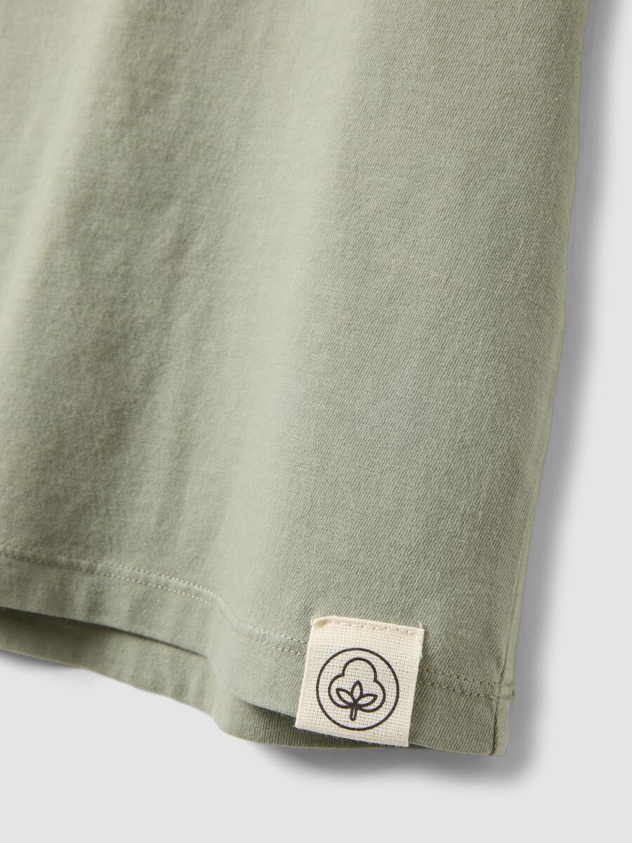 Green pure cotton regular-fit short-sleeve T-shirt_1
