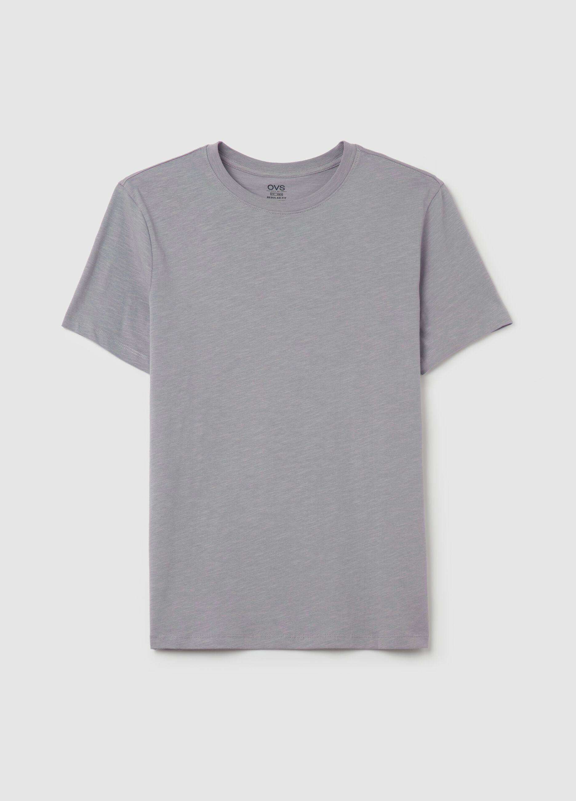 T-shirt girocollo in cotone slub