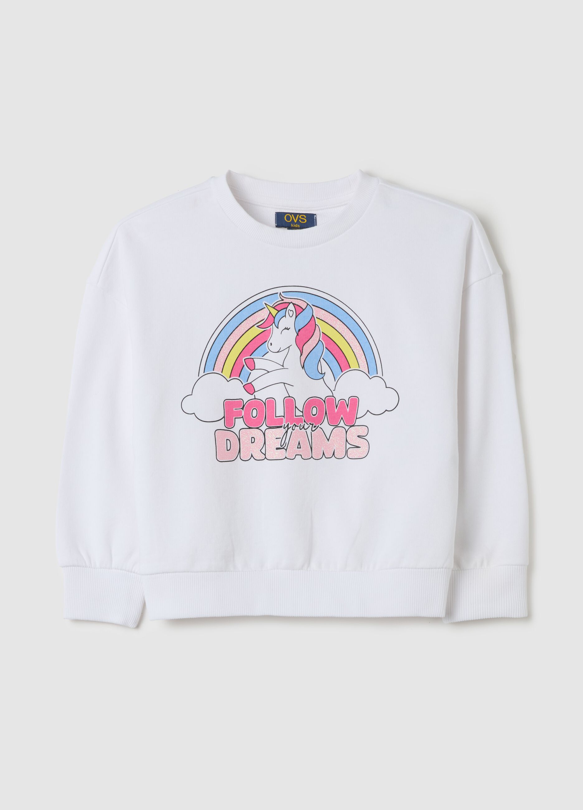 French terry sweatshirt with glitter print