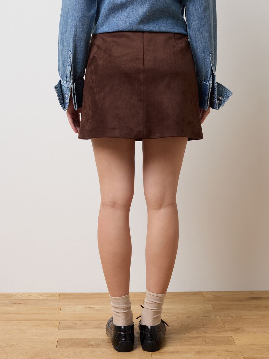 Brown stretch fabric skirt regular fit_2
