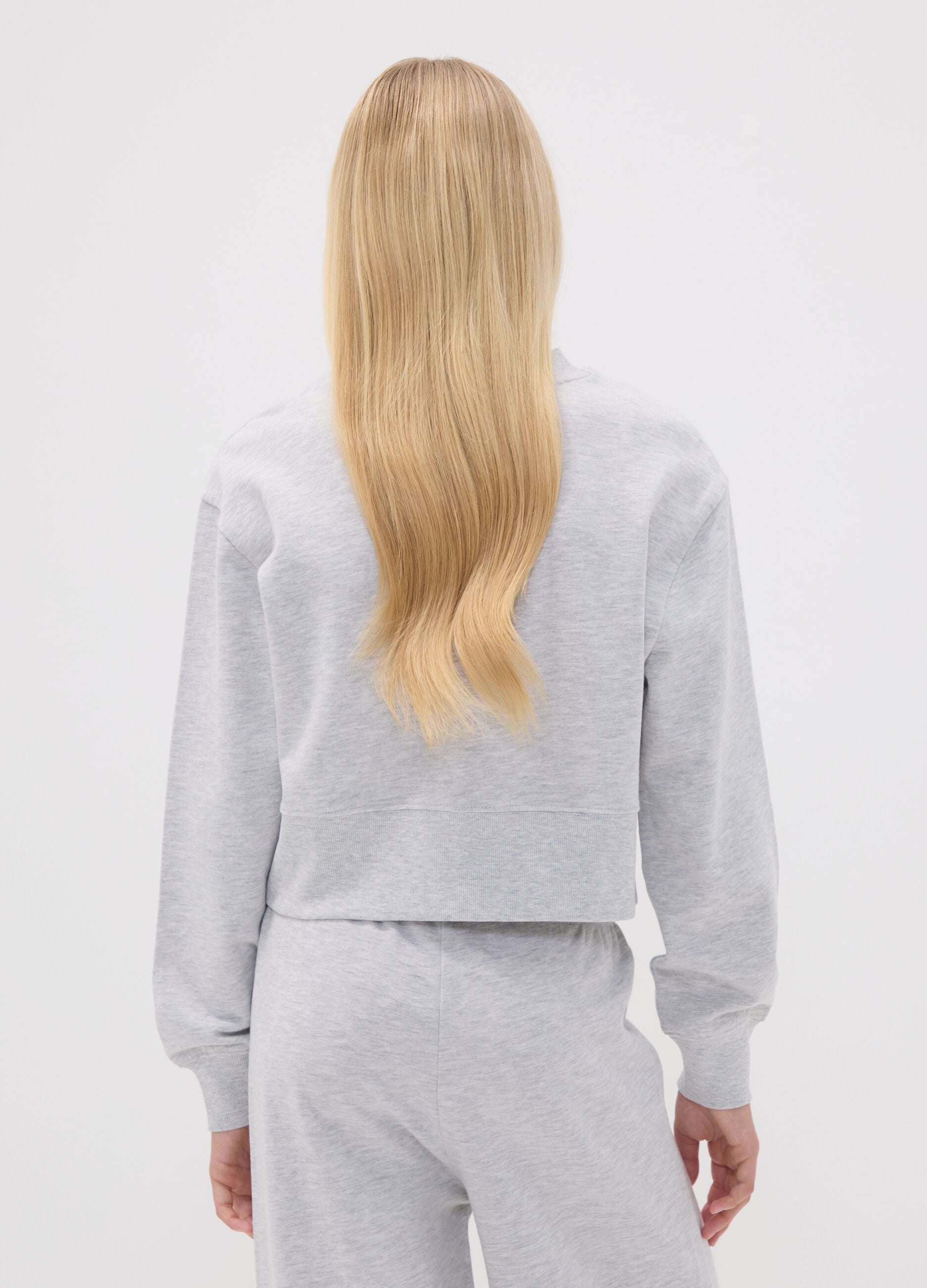 Grey organic cotton sweatshirt with front print for girls