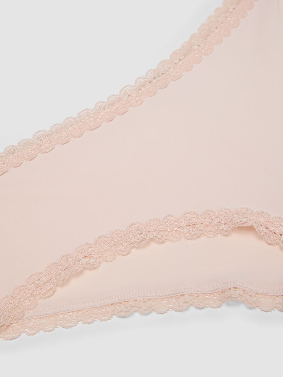 Slip rosa in tessuto elasticizzato con dettagli in pizzo regular fit_5