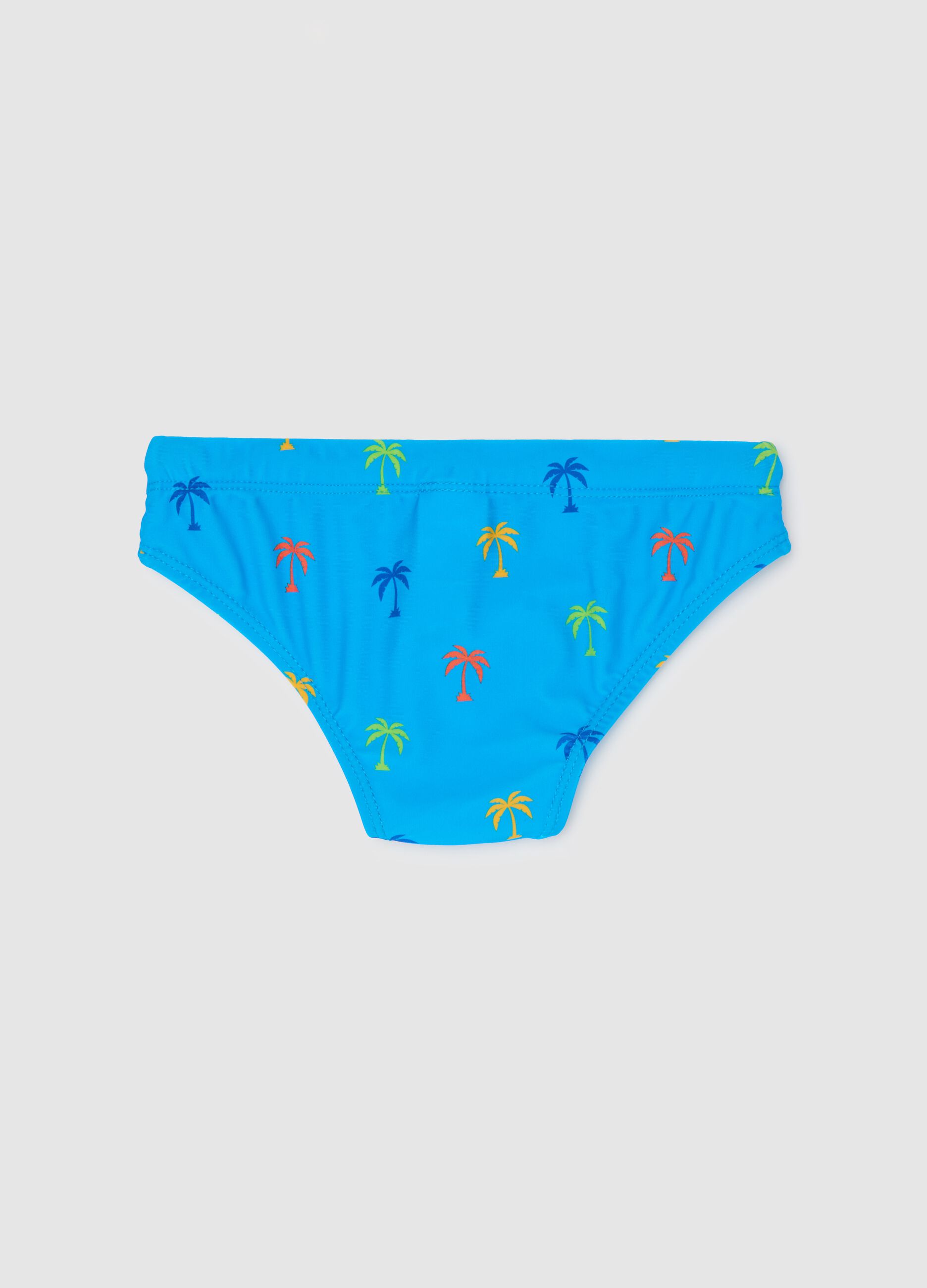 Blue beach briefs with colourful palms OVS Kids