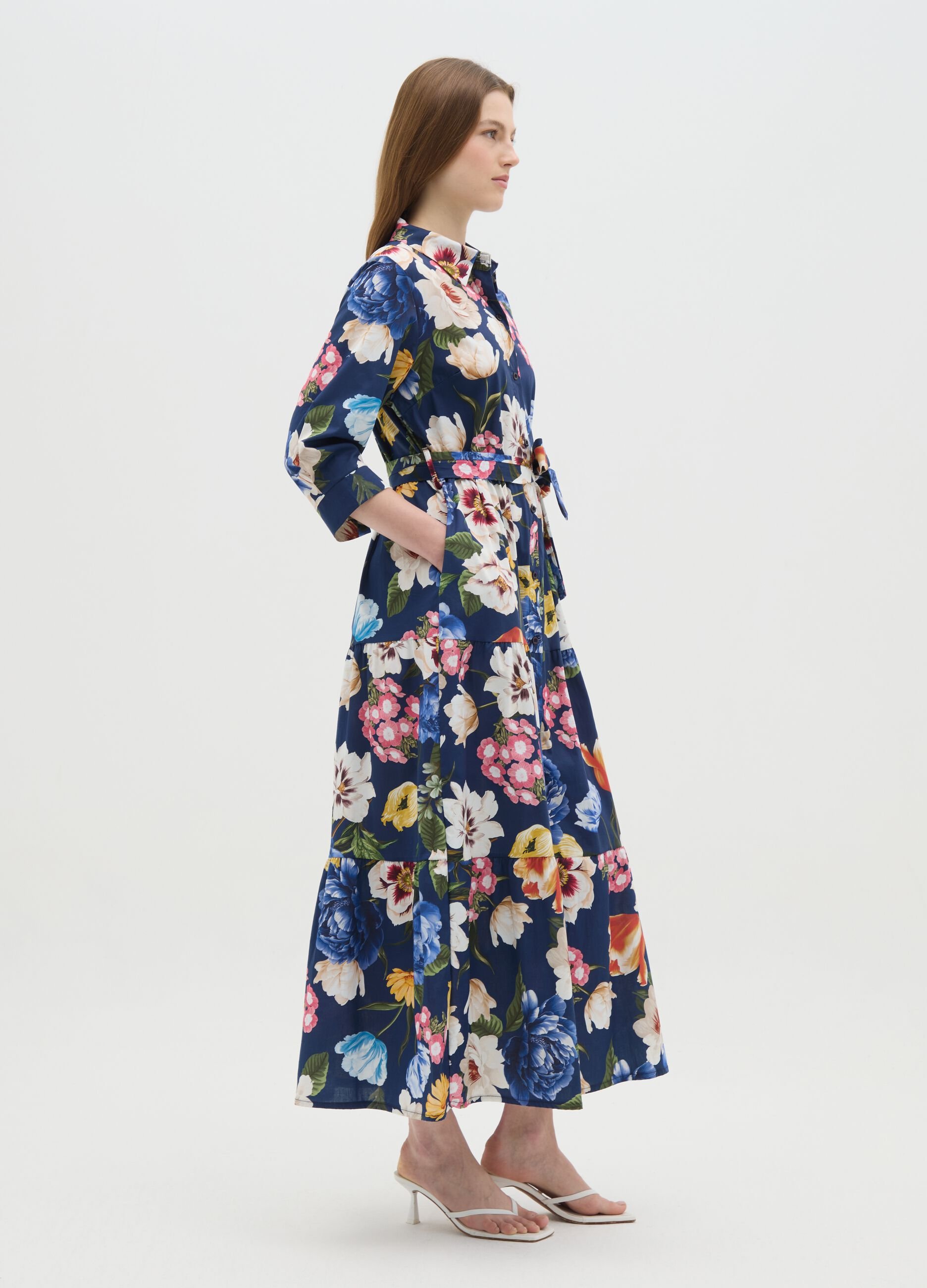 Women's Long Cotton Multicolour Regular Fit Dress