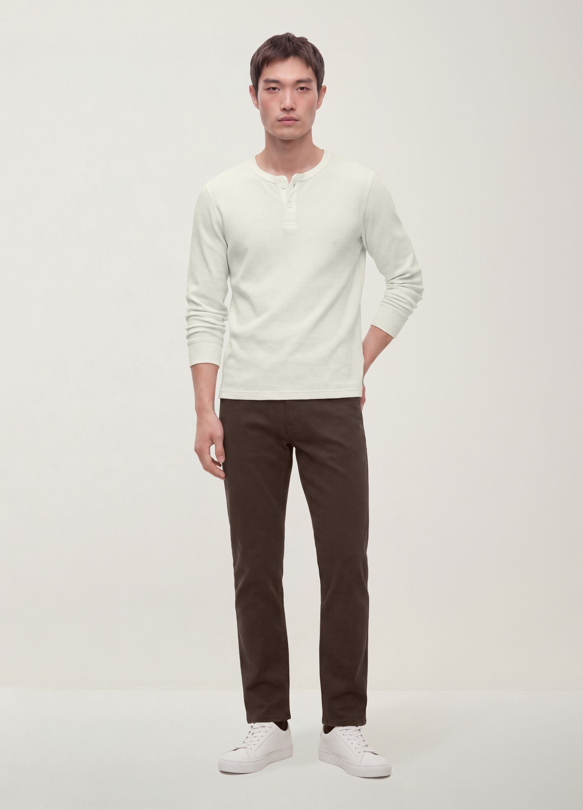 Brown denim jeans in stretch cotton, slim fit