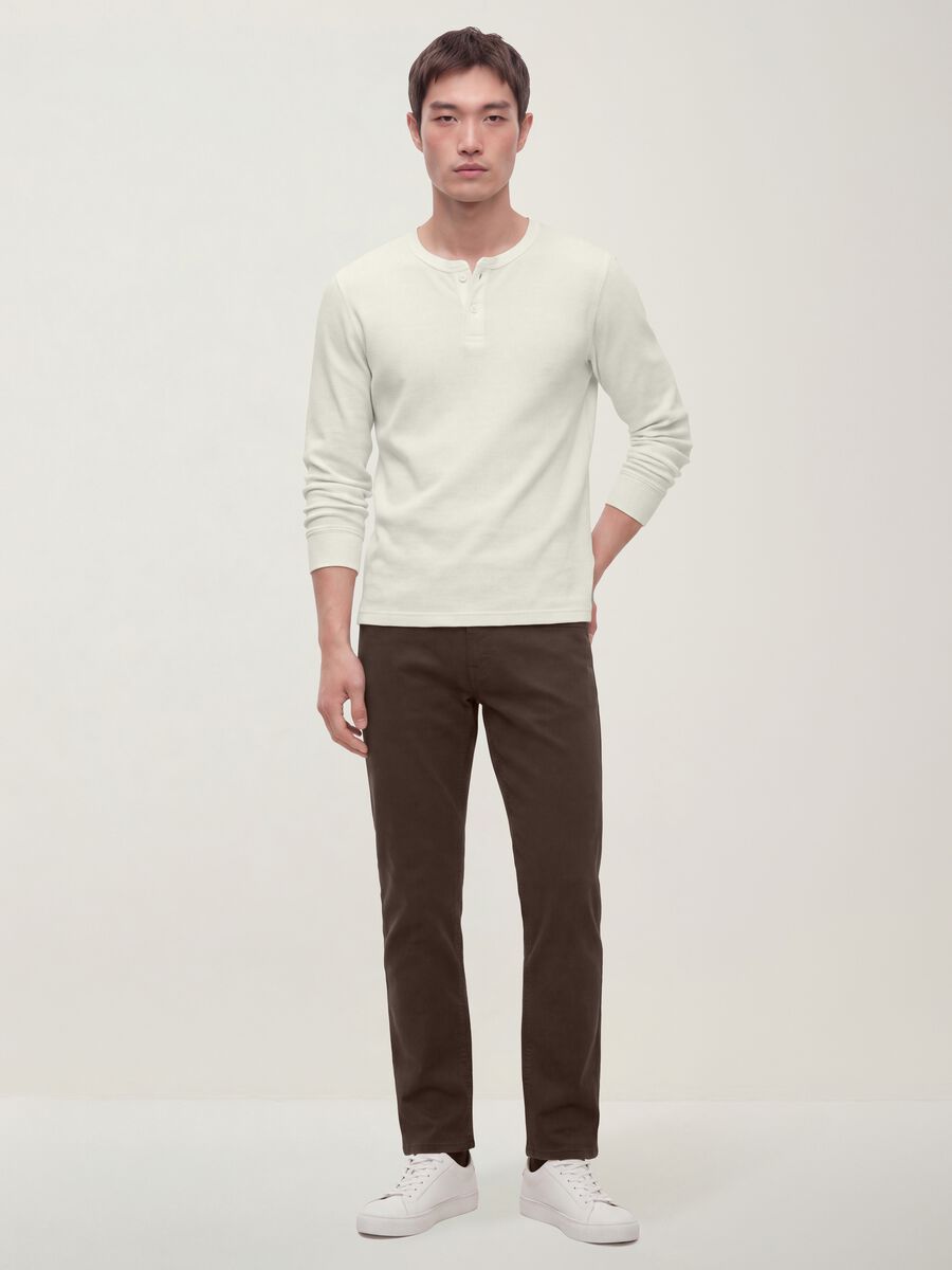 Jeans denim marroni in cotone elasticizzato slim fit_0