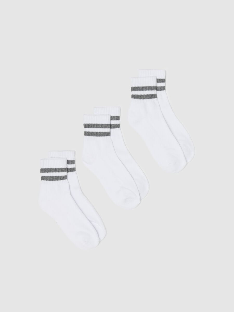 Three-pair pack tennis socks with striped bands_0