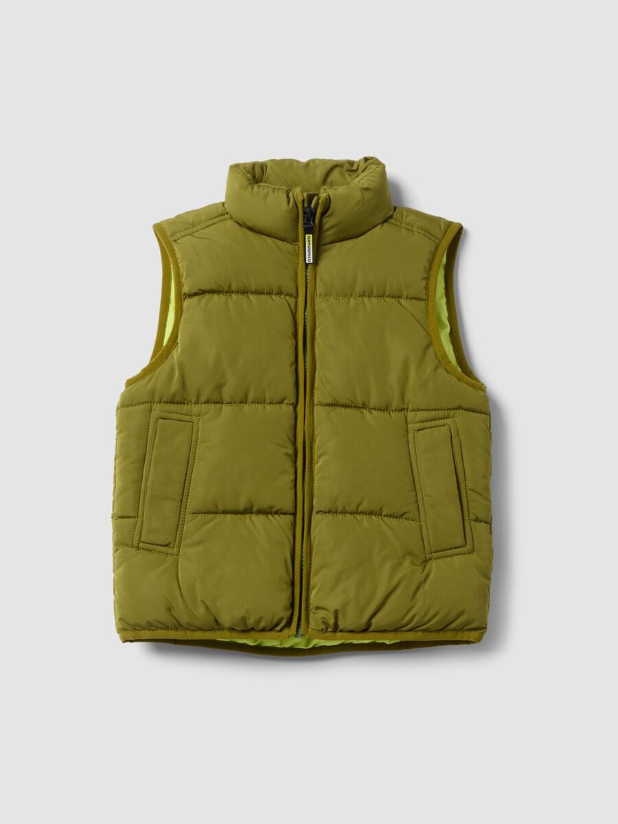 Green padded gilet with zip and high collar, regular fit for boys_0