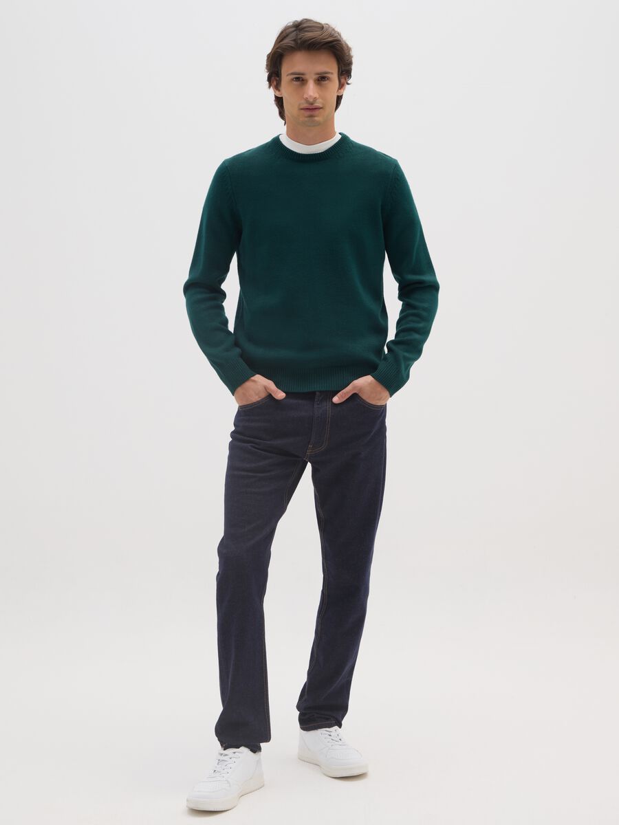 Regular fit green crewneck jumper_1