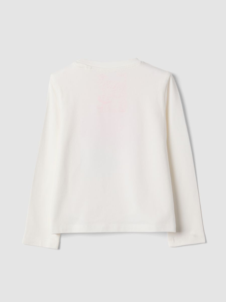 T-shirt bianca in cotone elasticizzato con girocollo_1