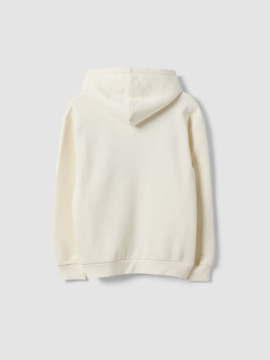 White cotton-blend hoodie with print, regular fit_2