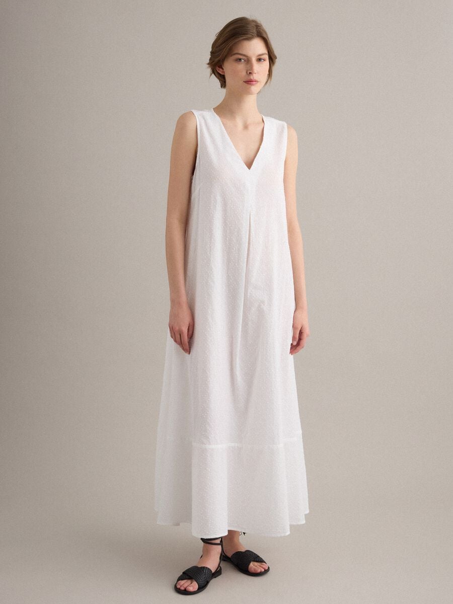 Abito maxi bianco in puro cotone_1