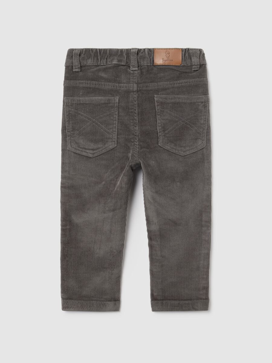 Children's grey stretch cotton blend trousers with a regular fit_1