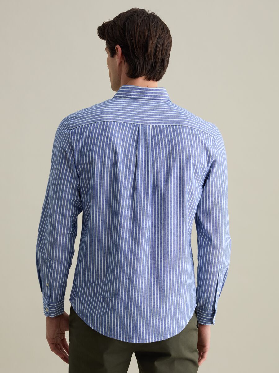 Striped regular-fit shirt in cotton and linen_2