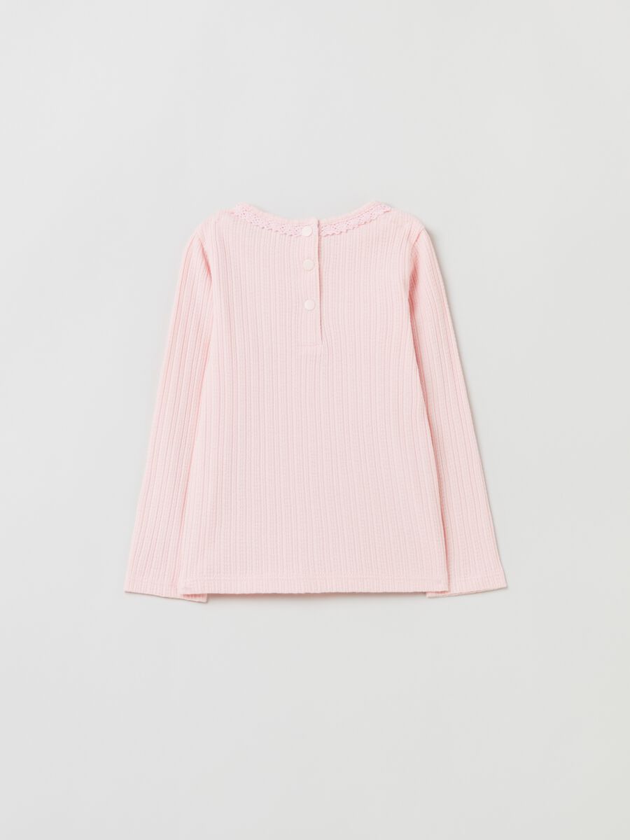 T-shirt in pointelle con maniche lunghe_1