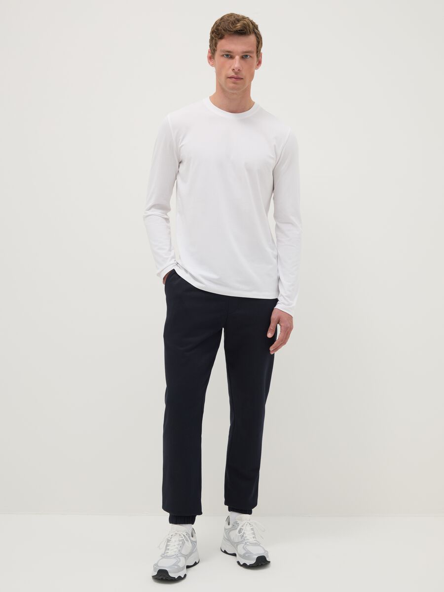 White long-sleeve t-shirt in stretchy cotton regular fit_1