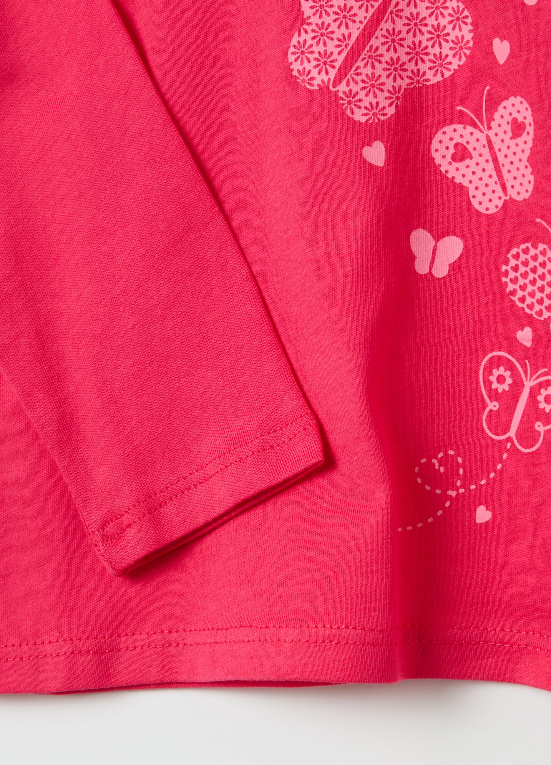 Cotton T-shirt with print and long sleeves