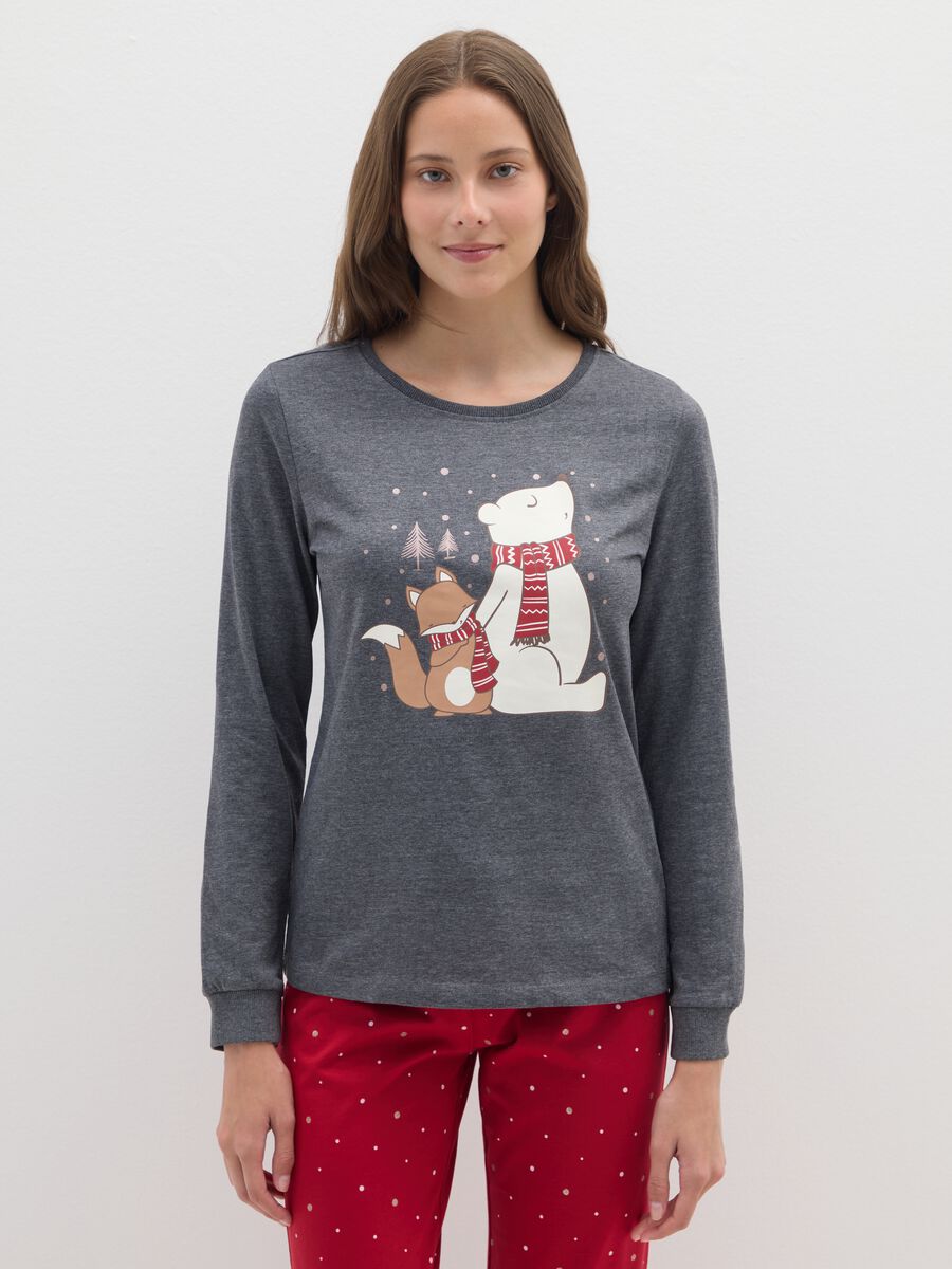 Multicolour pyjamas in pure cotton regular fit with polka dots_1