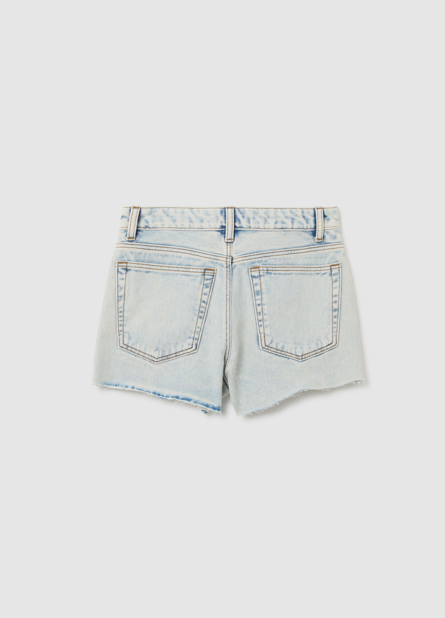 Girls' pure cotton light blue regular fit shorts