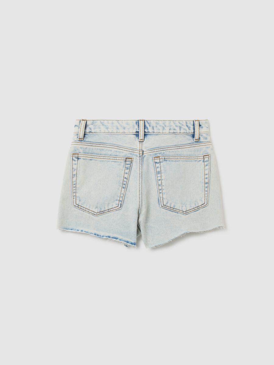 Girls' pure cotton light blue regular fit shorts_4