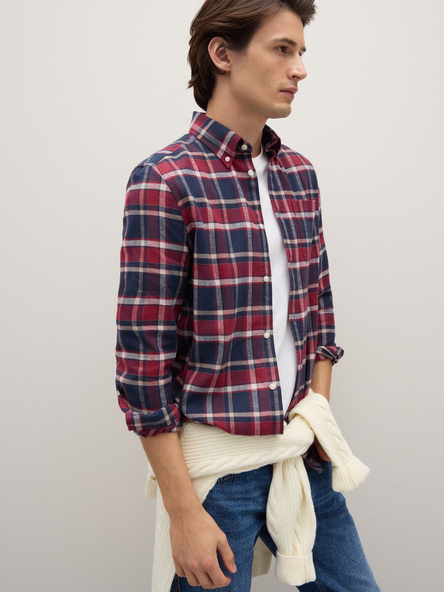 Multicolour long sleeve pure cotton regular fit checked shirt_0