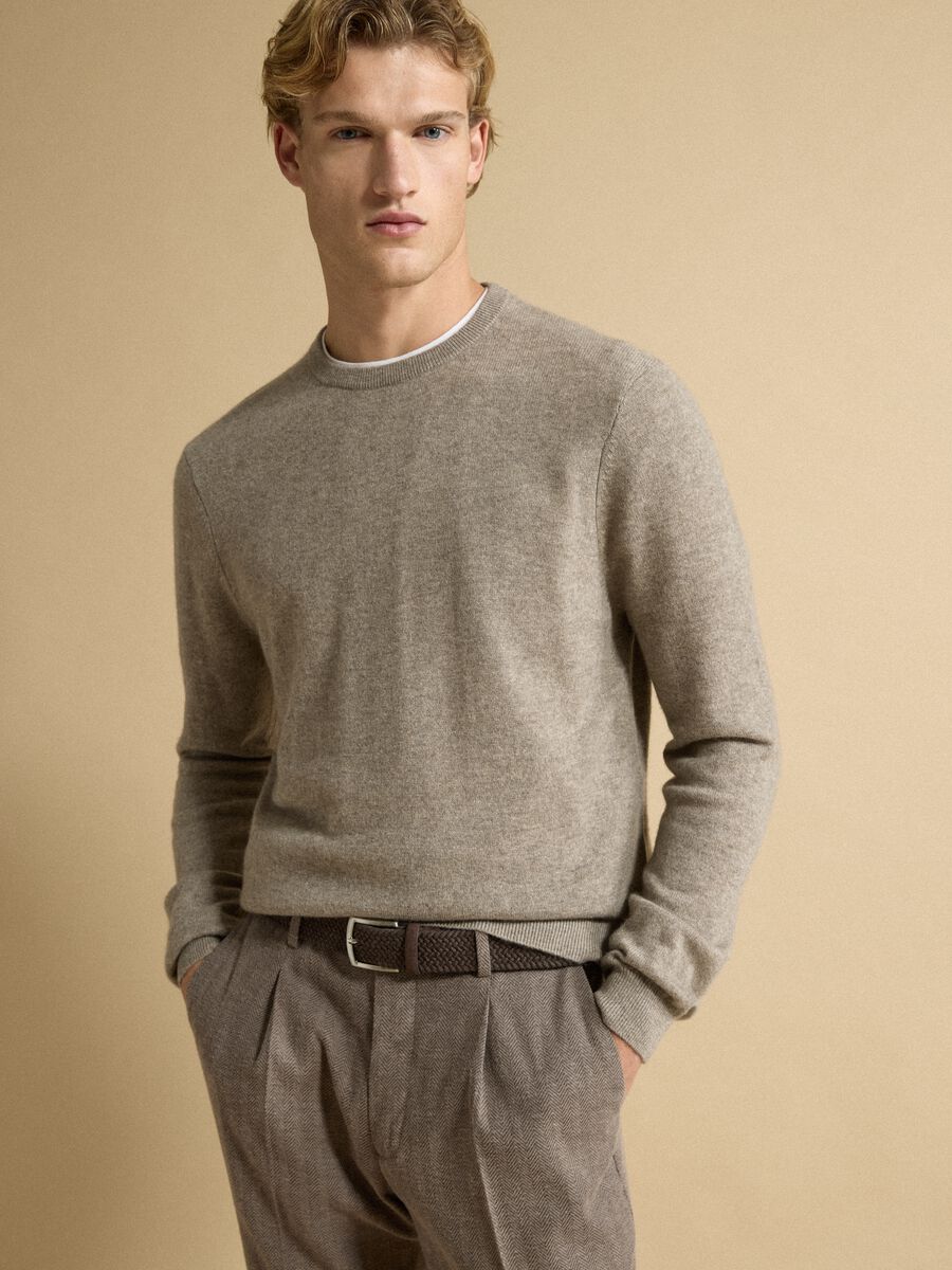 Beige pure cashmere jumper, regular fit_0