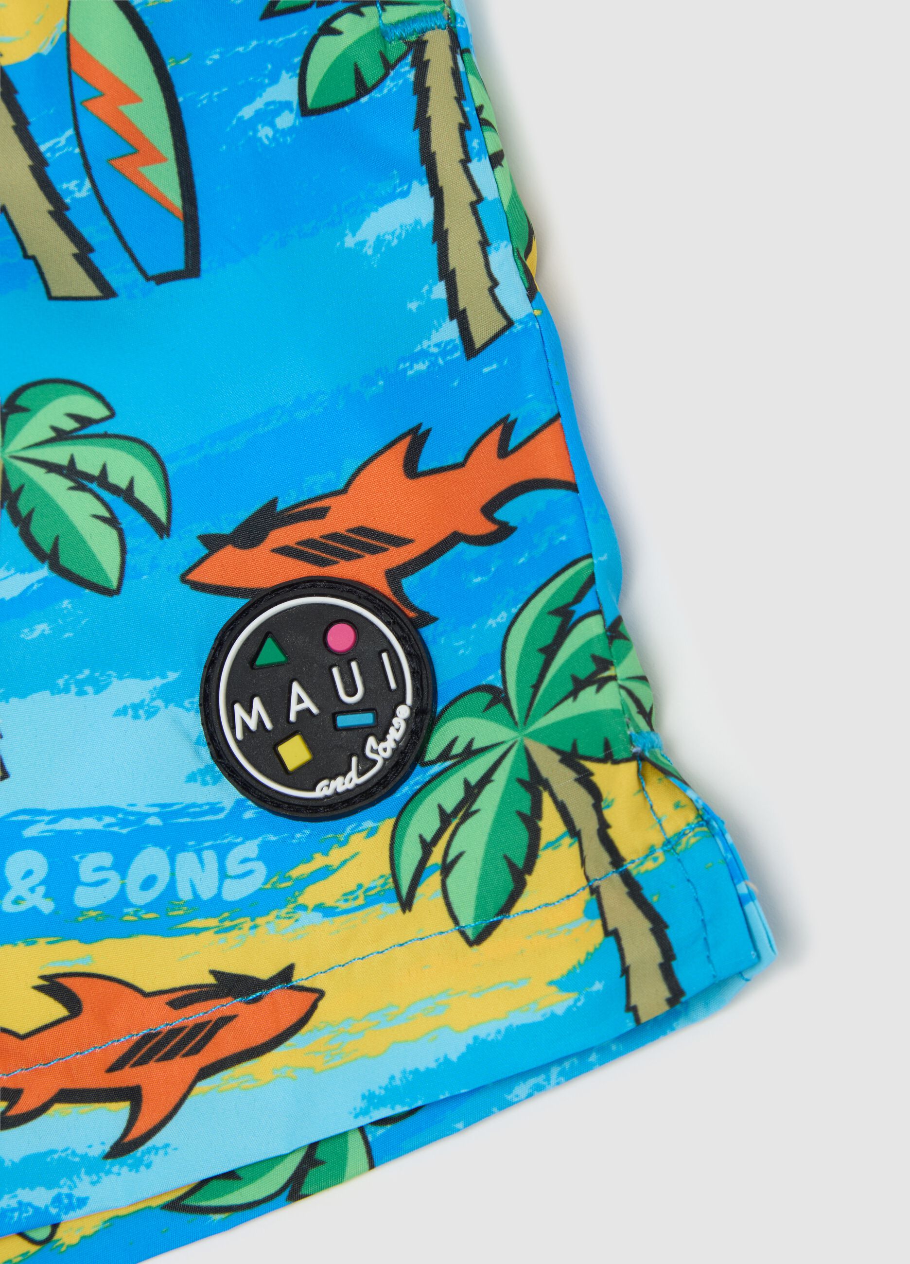 Child's multicolour fabric shorts regular fit with tropical print