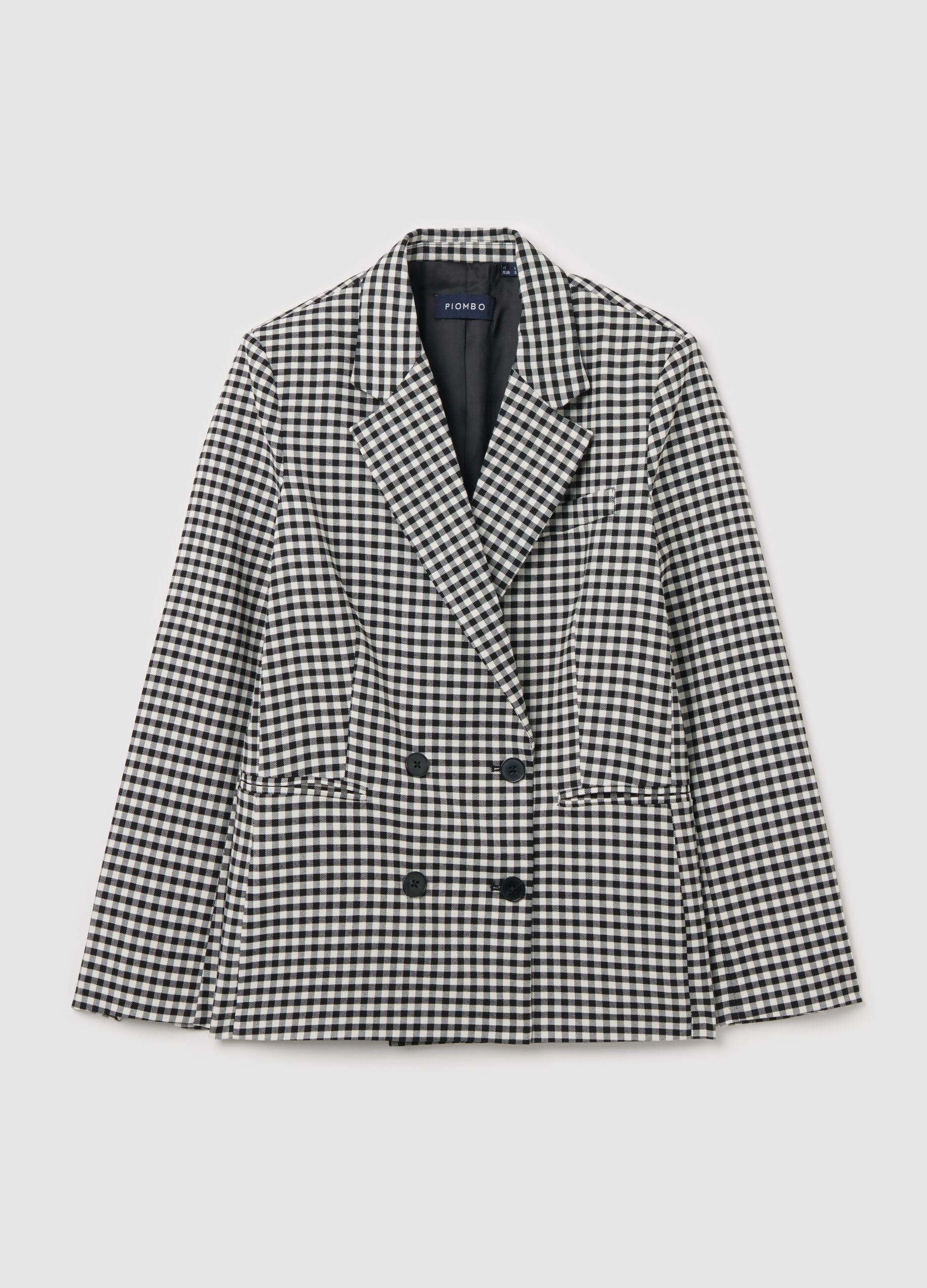 Gingham double-breasted blazer