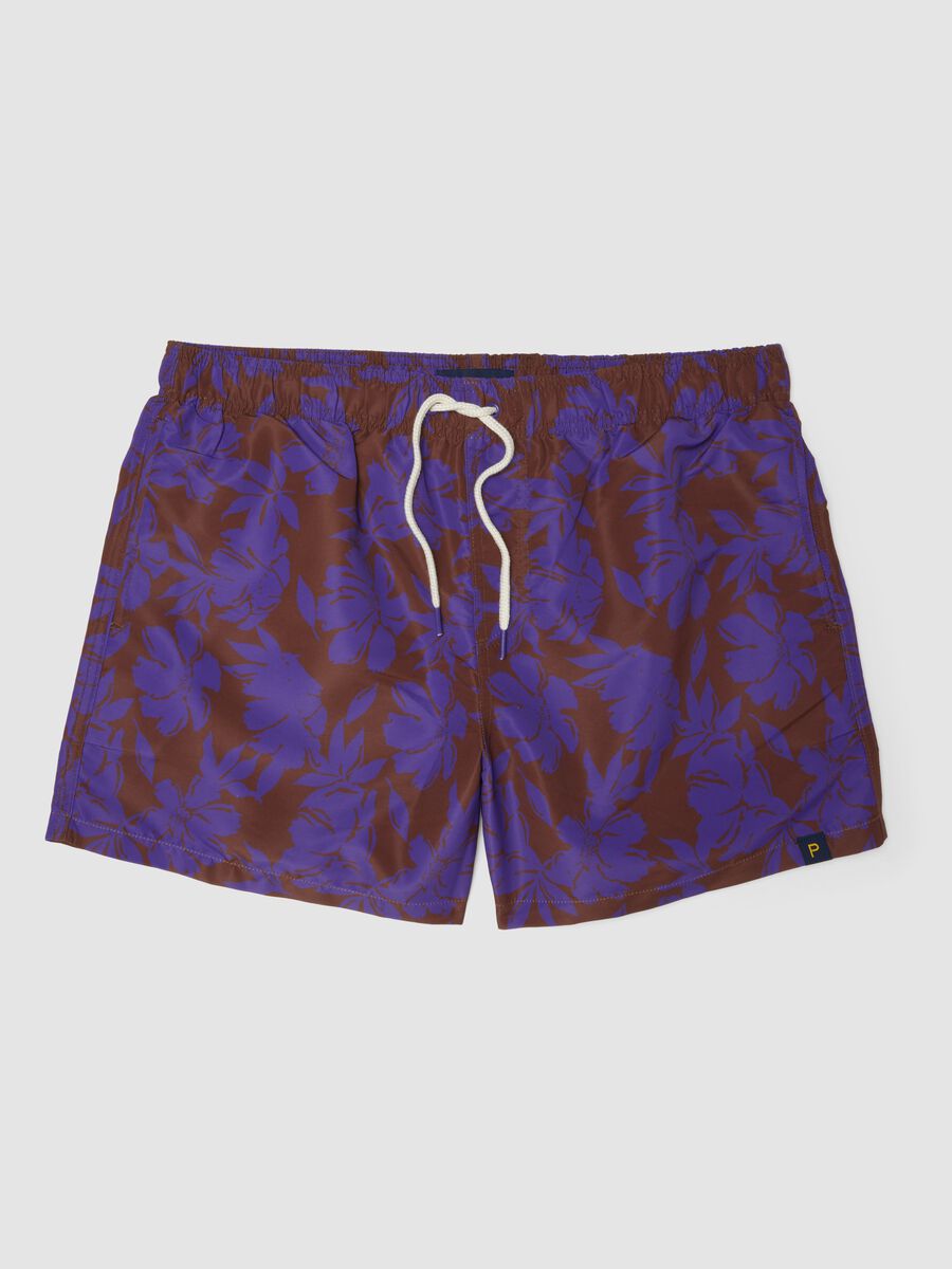 Boxer mare marrone e viola con stampa floreale_4