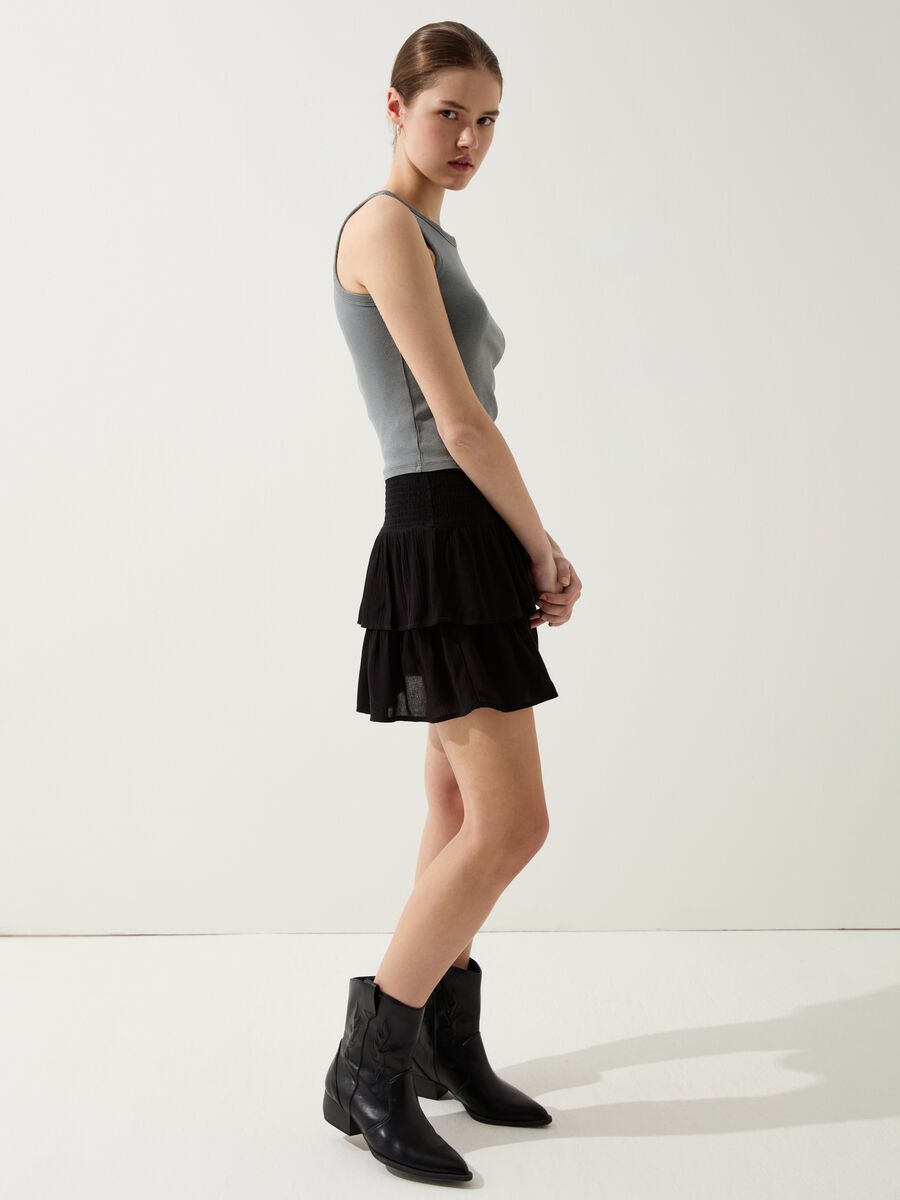 Tiered miniskirt in viscose_0