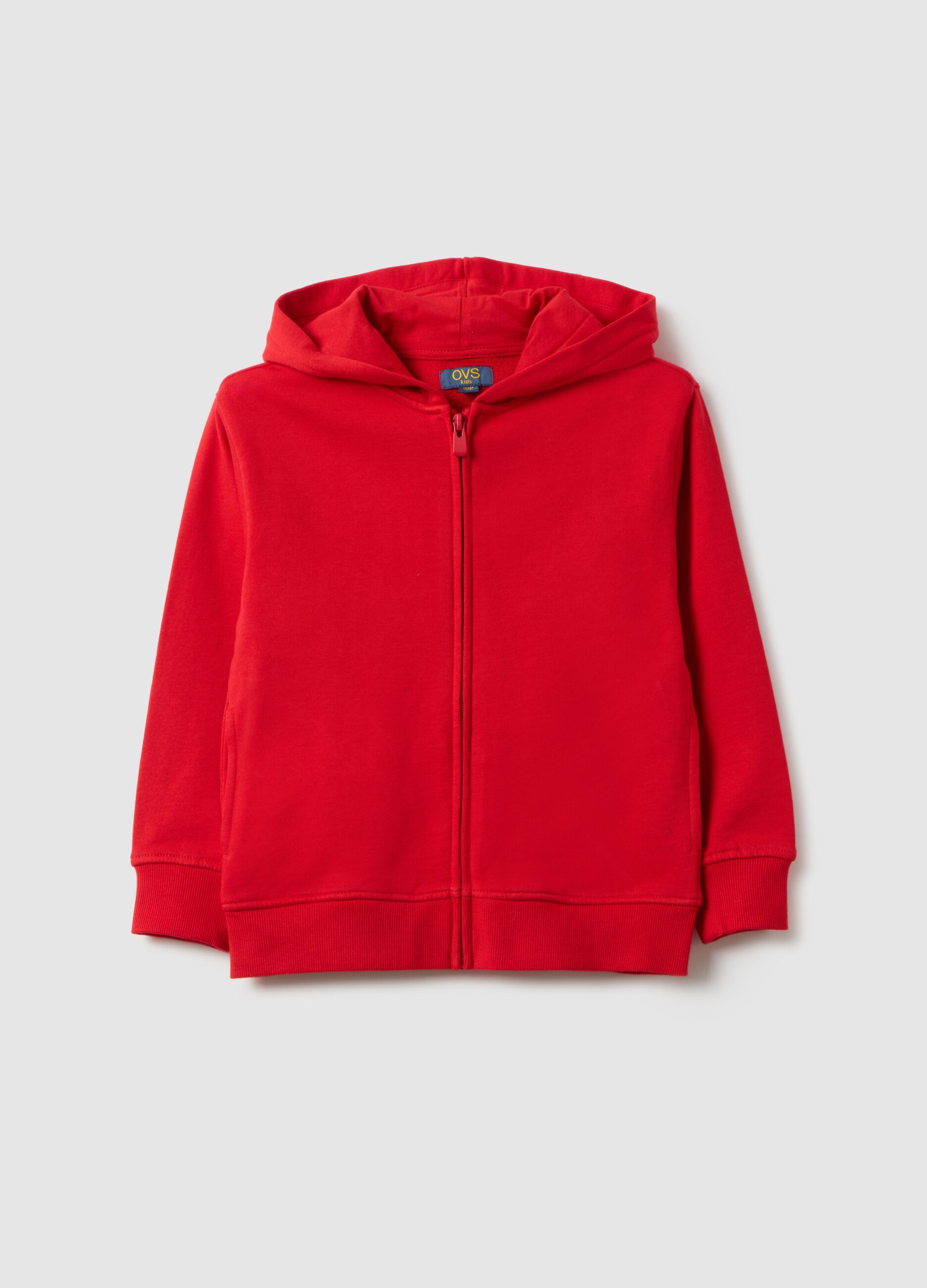 Red child&rsquo;s cotton hoodie in regular fit