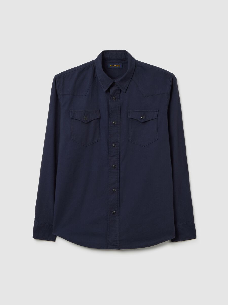 Pure cotton blue flannel shirt regular fit_0