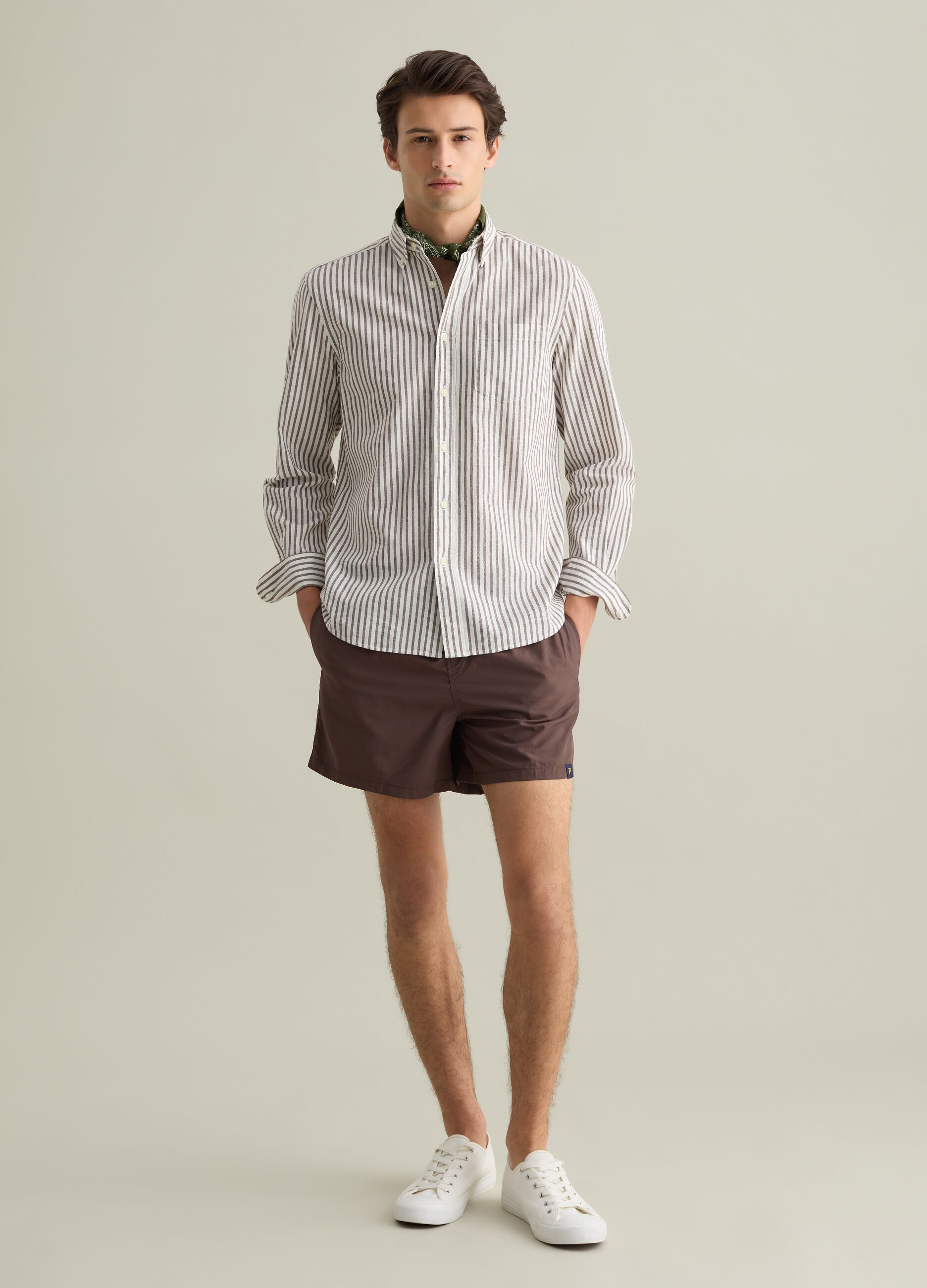 Boxer mare da uomo in misto marrone regular fit con vita elastica