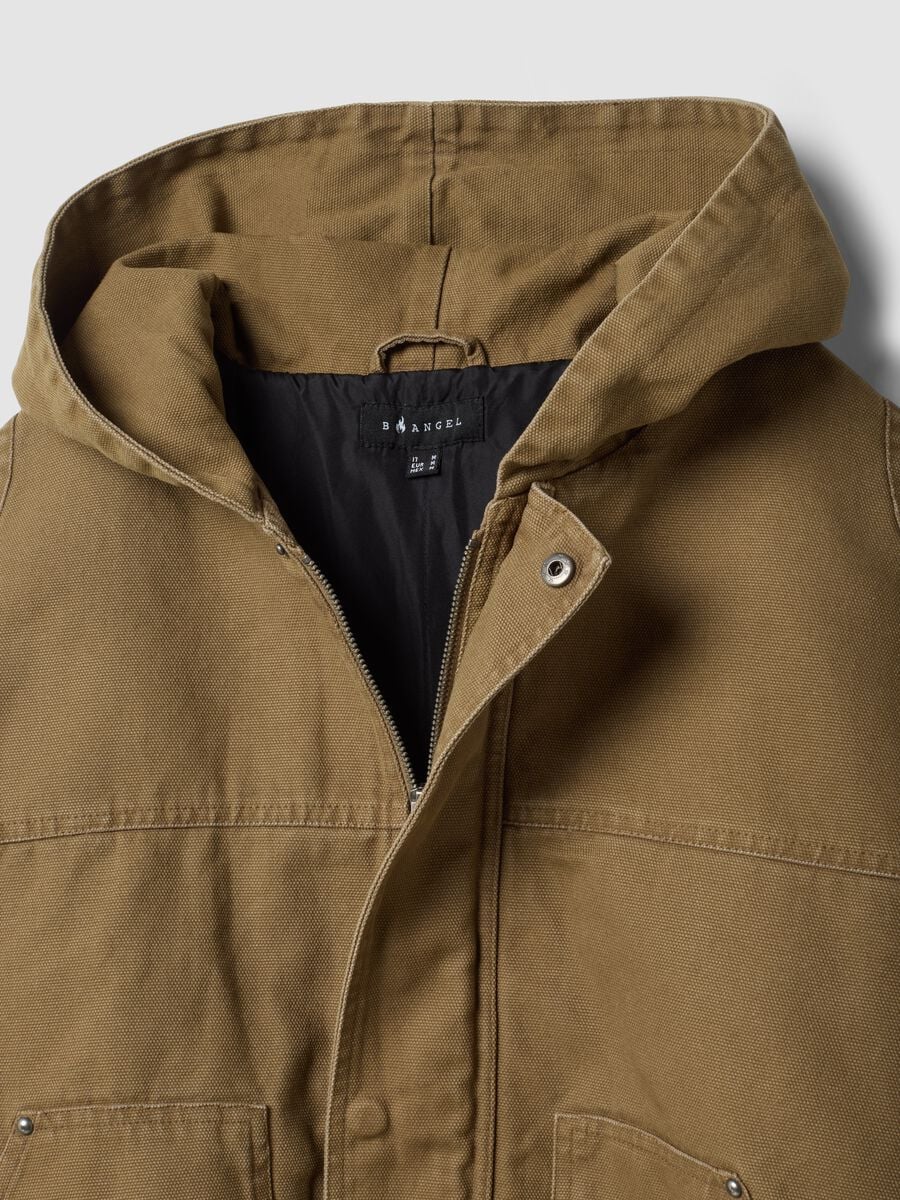 Giacca beige con cappuccio in puro cotone over fit_6