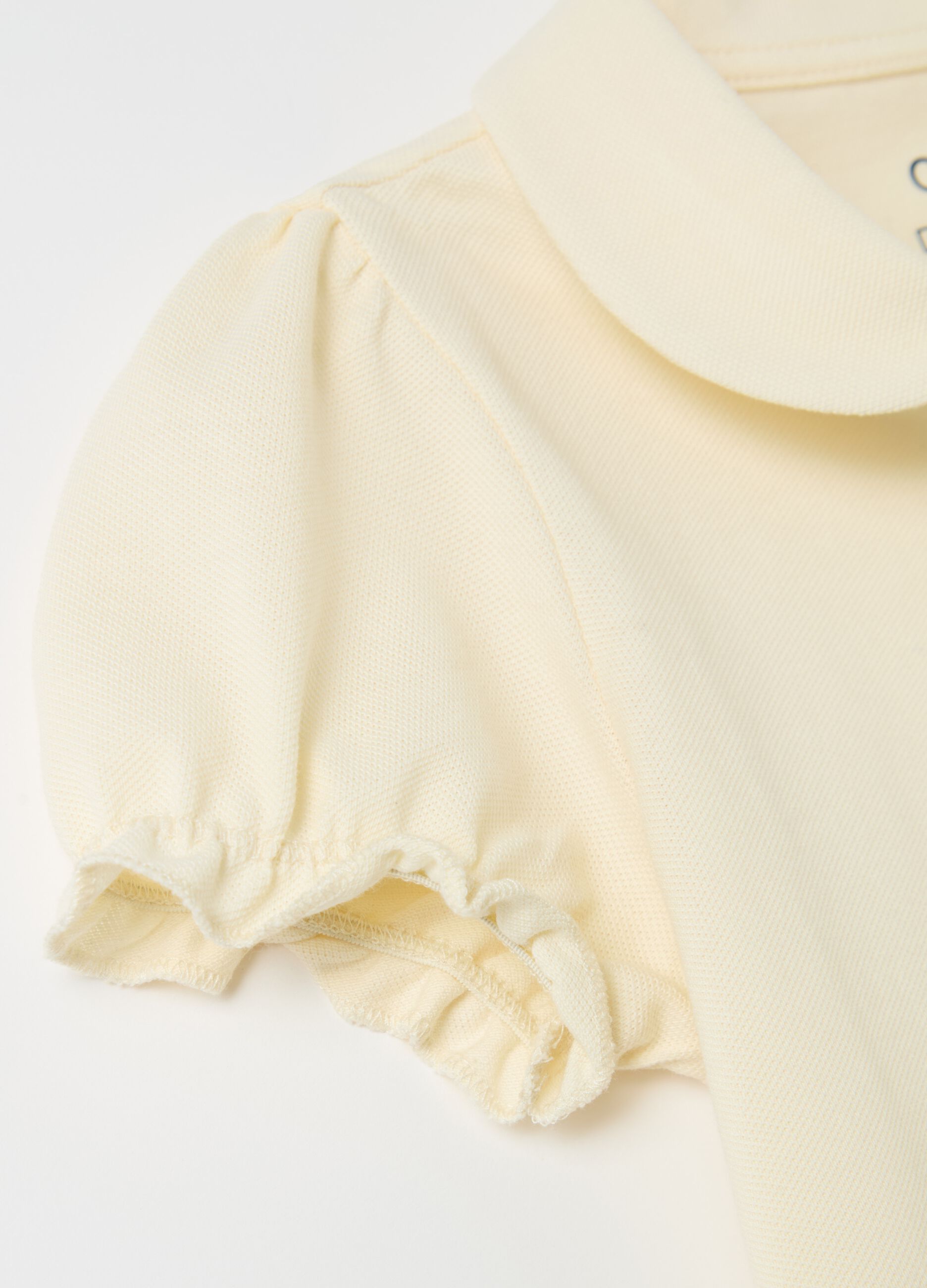 Polo shirt in piquet with puff sleeves