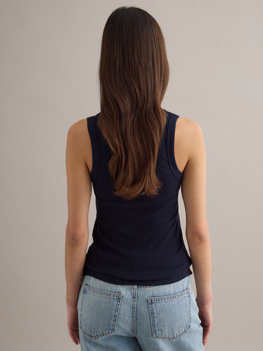 Tank top in cotone elasticizzato blu regular fit_2