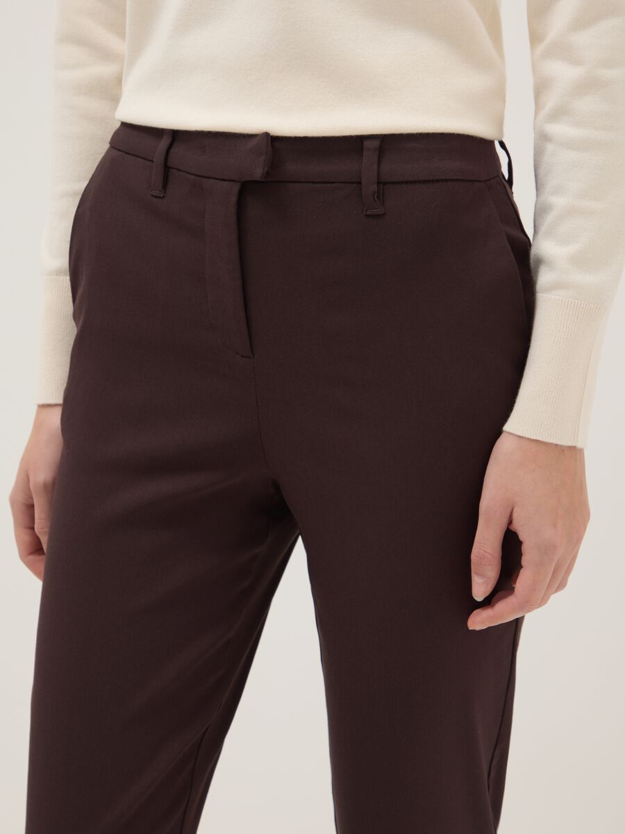Brown slim fit chino trousers_3