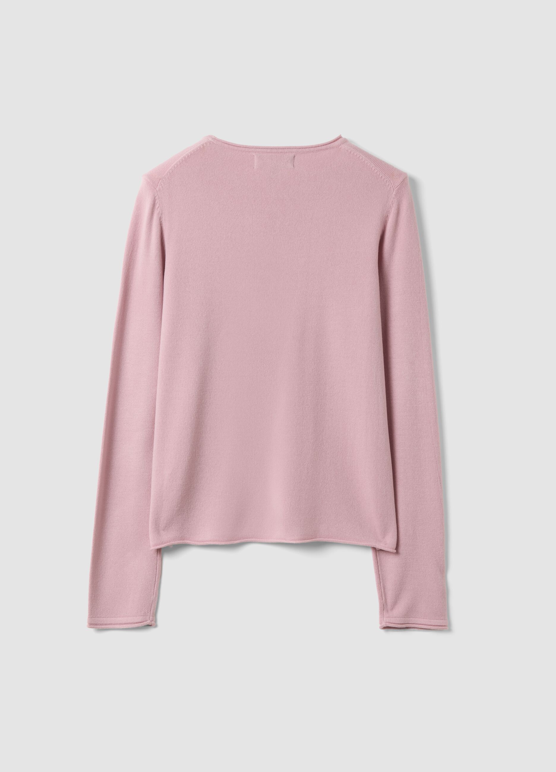 Pink fitted long-sleeve crew-neck top