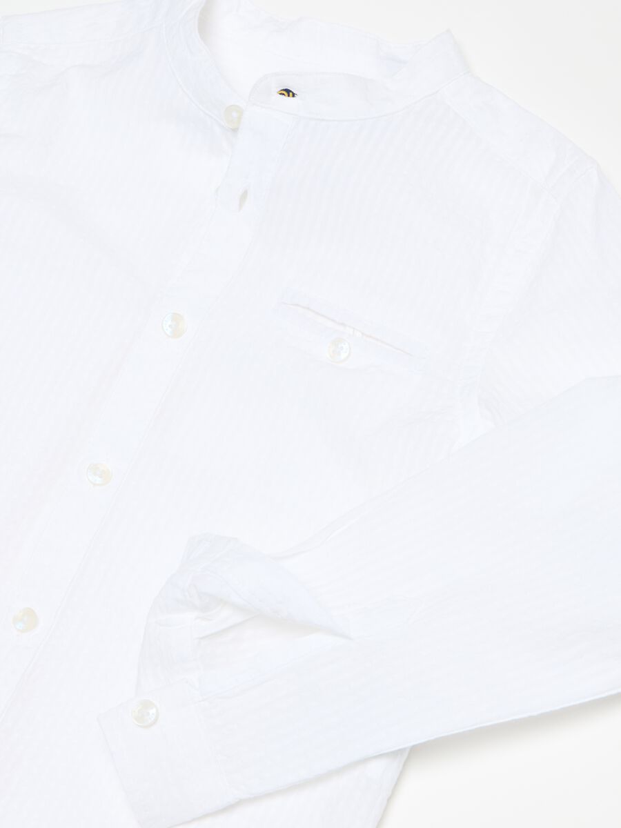 Seersucker shirt with Mandarin collar_2