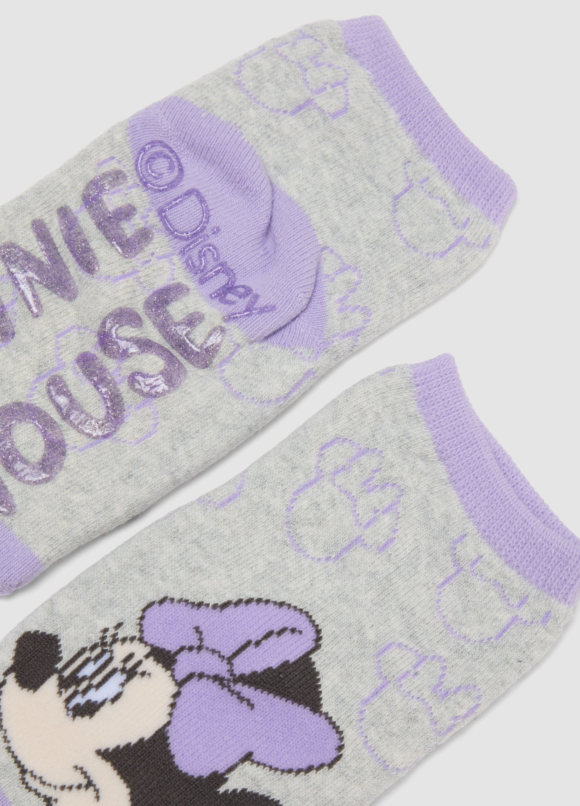 Bipack di calze corte in cotone organico elasticizzato con stampa Minnie