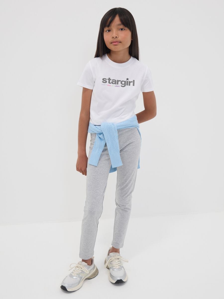Leggings skinny grigi in misto cotone organico elasticizzato per ragazza_0